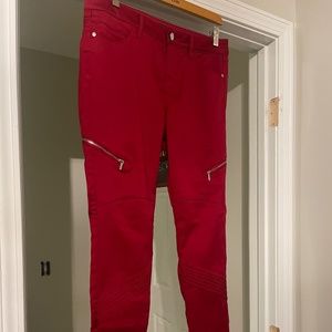 bebe Red Zipper Jeans, 31